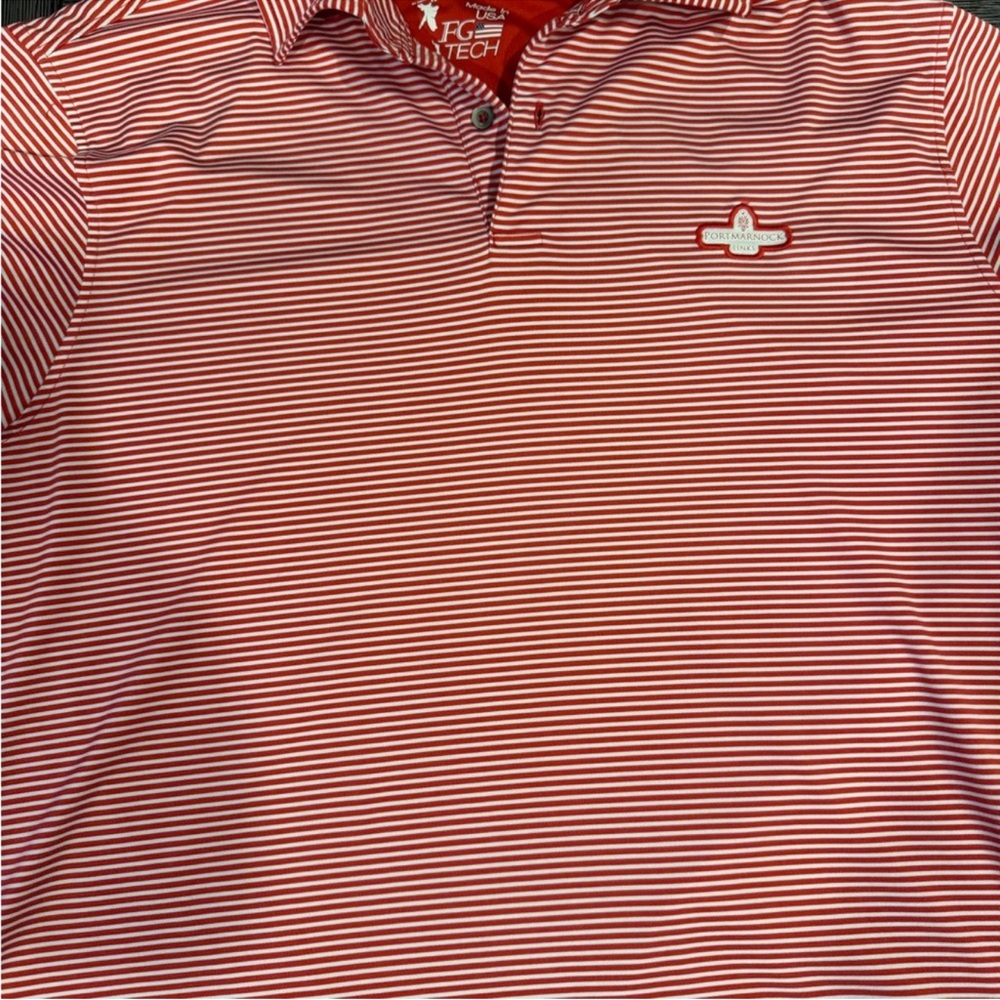 Fairway & Greene Red and White Striped Polo